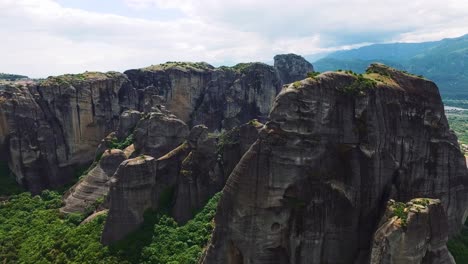 distinctive meteora rock formations with its geological features, greece