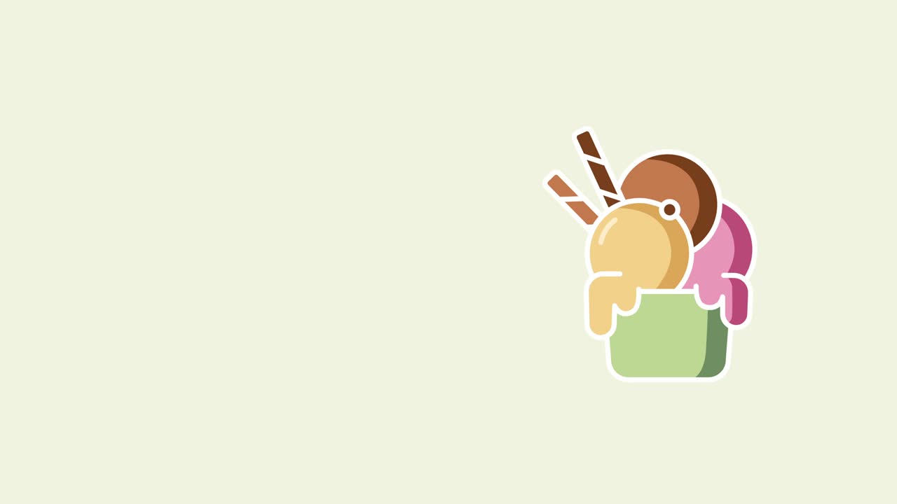 3개의 공을 가진 만화 아이스크림의 4k 비디오