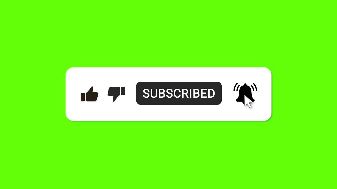 rounded corner youtube subscribe button with green screen