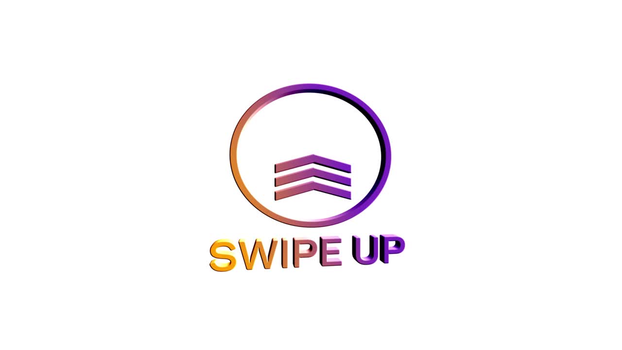 3d deslizar hacia arriba, flecha hacia arriba botones gradiente colorido. aplicación y iconos de redes sociales, deslizar para la publicidad. medias sociales flechas de desplazamiento. animación de video 4k con canal alfa