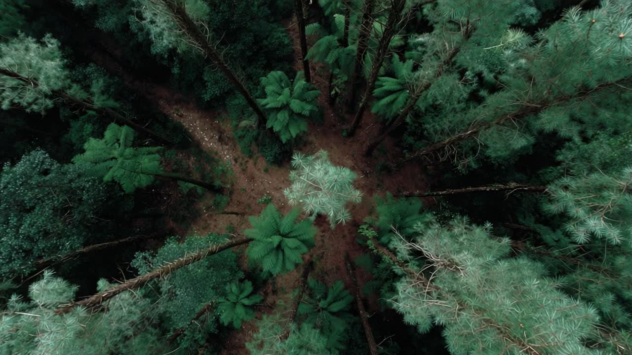 Aerial Perspective of Lush Green Forest Habitat with Towering Trees and Underbrush Capturing the Beauty of Untouched Nature in Two Distinct Frames