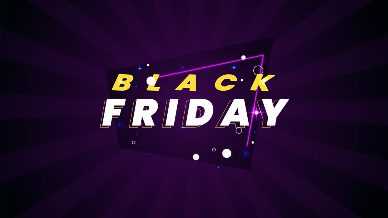 Un'animazione di un Black Friday colorato al neon