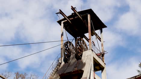 working old historic mining equipment. old mine in europe. rudozem, rhodope mountains - bulgaria.