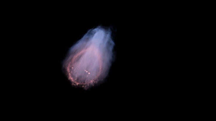 Fast blazing Meteor with smoke, transparent background