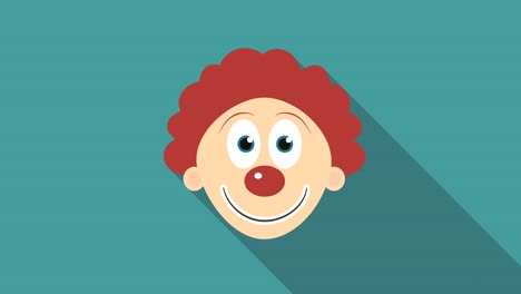 happy clown face flat design animation icon