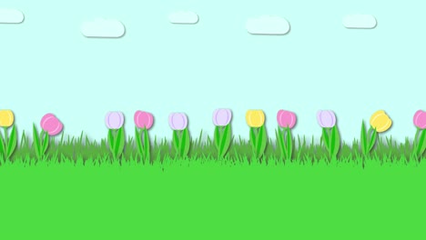 spring word text seasonal animation. 4k resolution. spring word and tulips animation video. copy space for your text