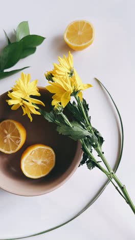 yellow flowers and lemons