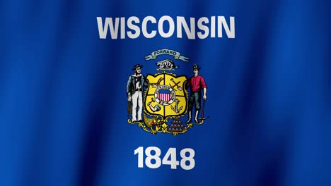 loopable state flag of wisconsin. digital animation waving background. (united states of america)