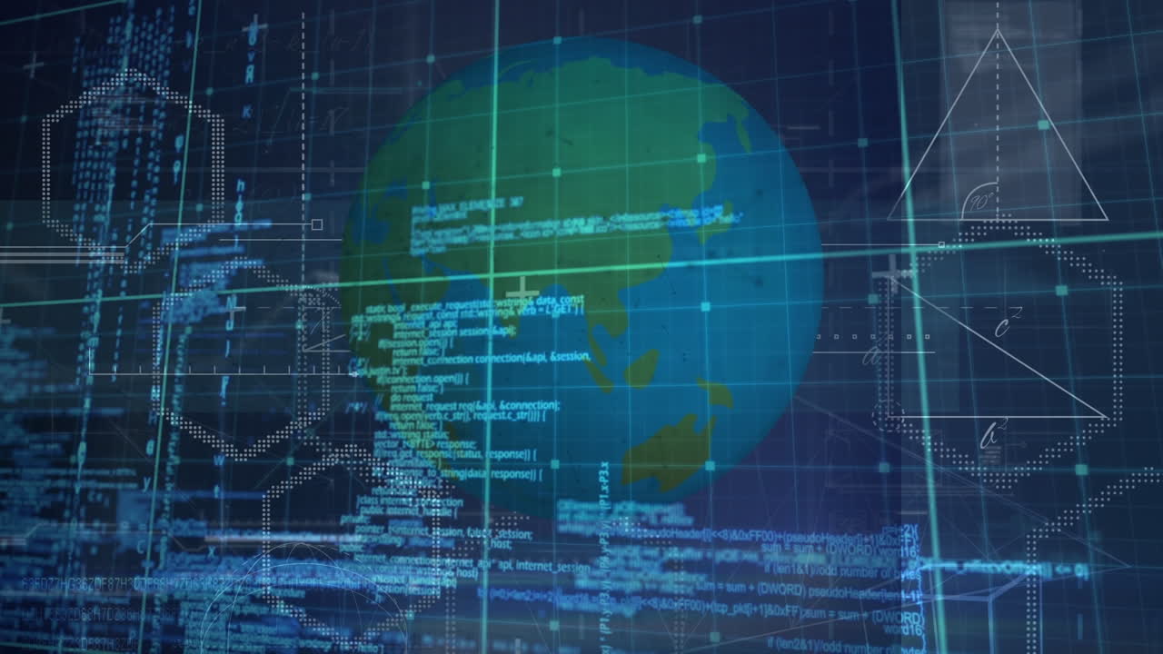 Animation of globe and blue grid