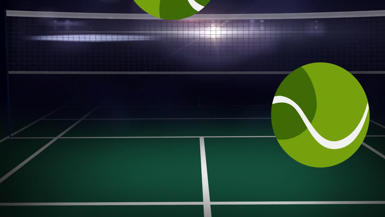 테니스 코트 위에서  ⁇ 는 테니스 공의 애니메이션