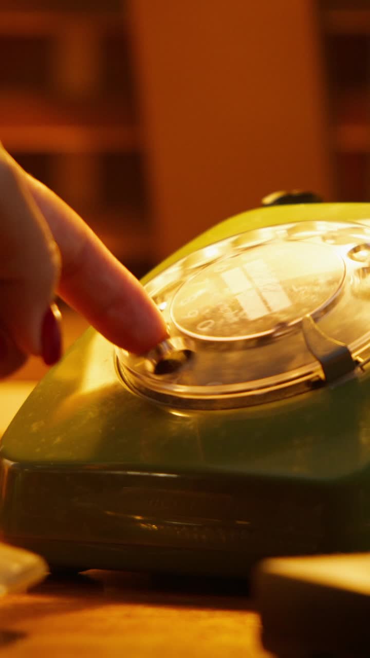 Hand dialing a vintage rotary phone