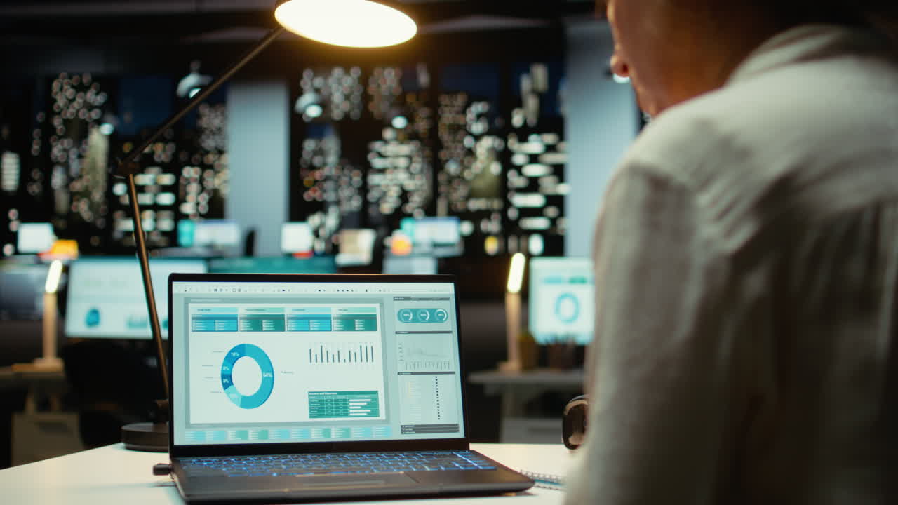 Vertical Video Female finance advisor reviews trading accounts and archived data