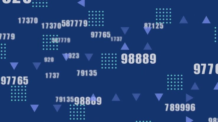 Animation of data processing over numbers and blue background