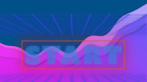 animación de inicio en fondo azul y rosa