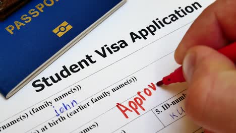 pen voting approved in checkbox in blank student visa application form