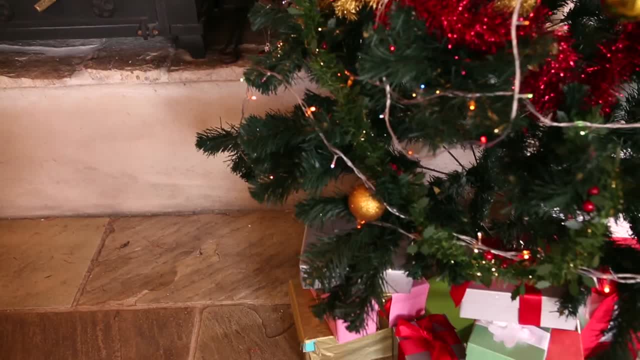 las luces parpadean en el árbol de navidad.