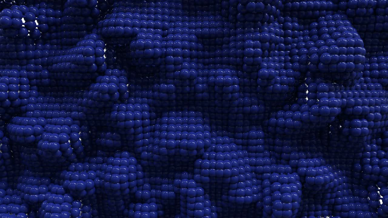 3d fondo en bucle de pequeñas bolas. superficie ondulada con ondas y burbujas. textura vibrante de moda, textil de moda, diseño gráfico, textura animada con perlas.