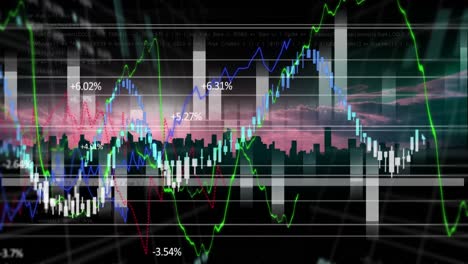 Animation-of-financial-data-processing-over-cityscape