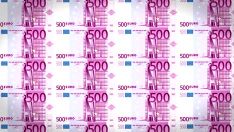 series of banknotes of five hundred euros passing on screen