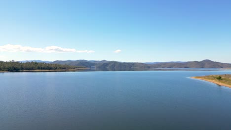 Flying across Wivenhoe Dam in Brisbane, Australia