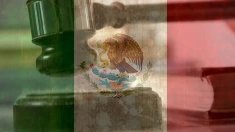 digitally animation of mexican flag and gavel 4k