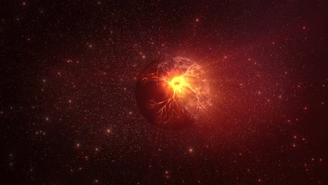 un planeta explotando en el espacio