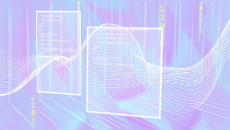 waveform and data processing animation over abstract geometric background