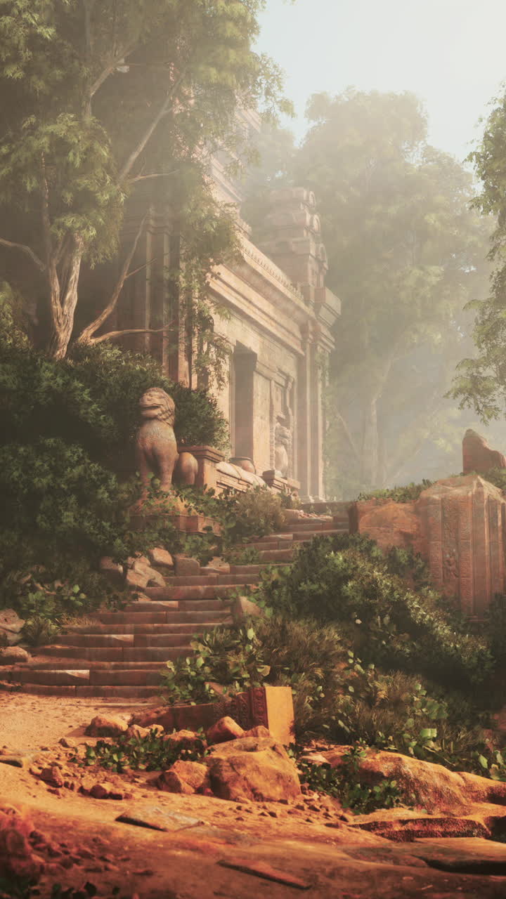 ruinas de templos antiguos en una selva exuberante