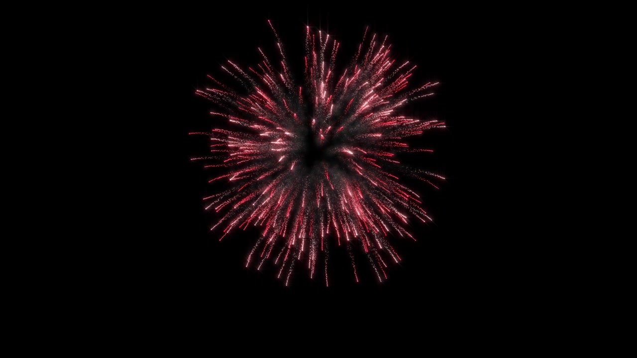 Singe Medium Size Fireworks Explosion on black background