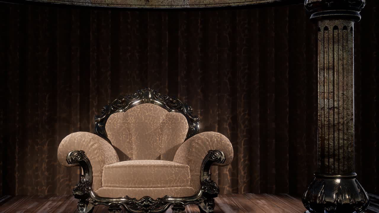 의자 가 있는 고급스러운 극장 커튼 무대