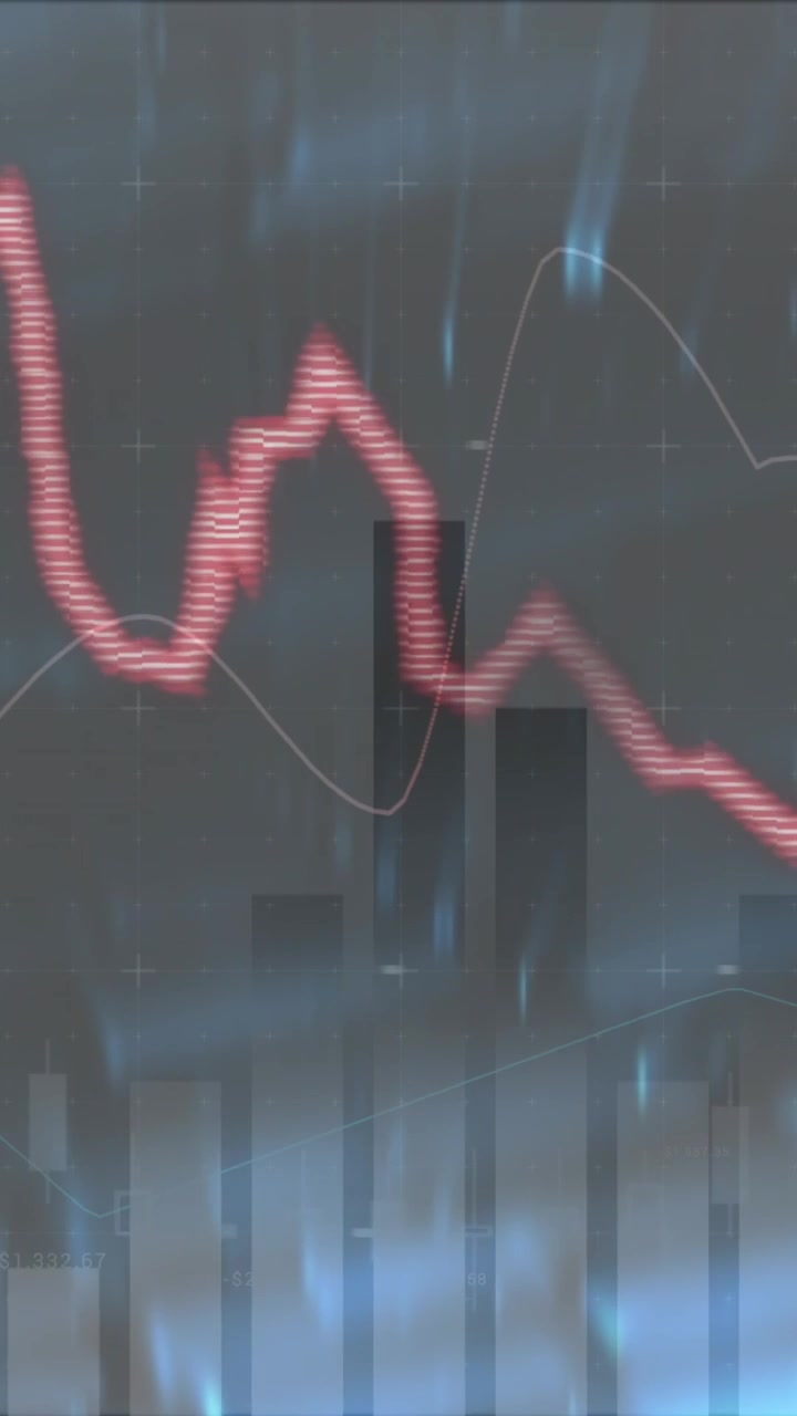 Animation of data processing over black background