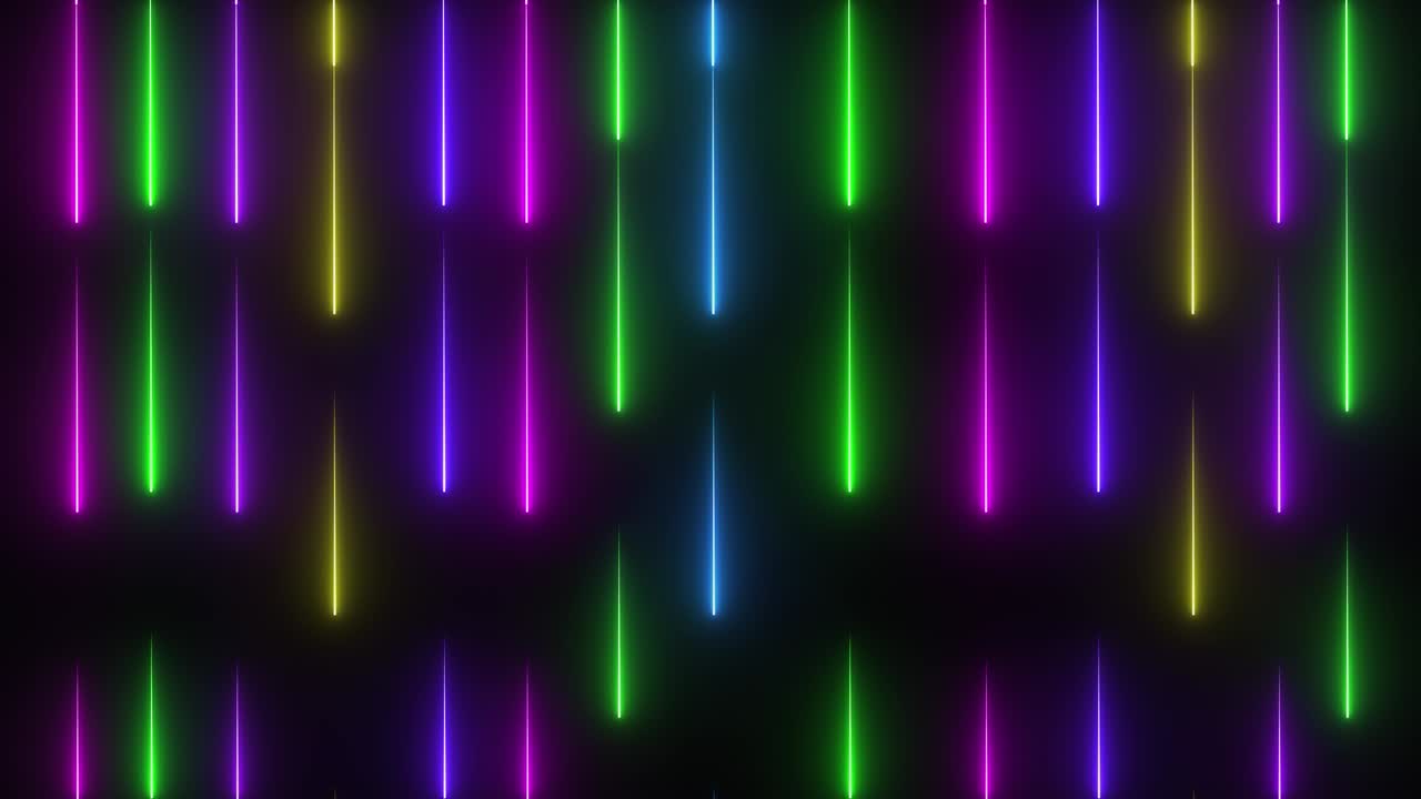 Neon lights drops Abstrac colorful animation background video. Retro Screensaver 4K Loop