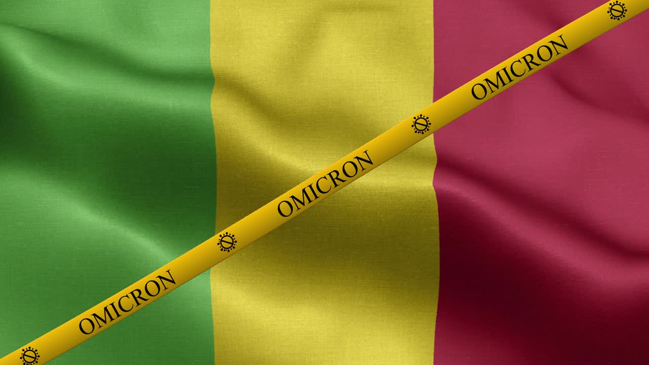 variante omicron y franja de prohibición en la bandera de mali - bandera de mali
