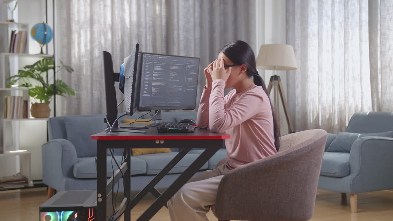 Woman struggling with coding