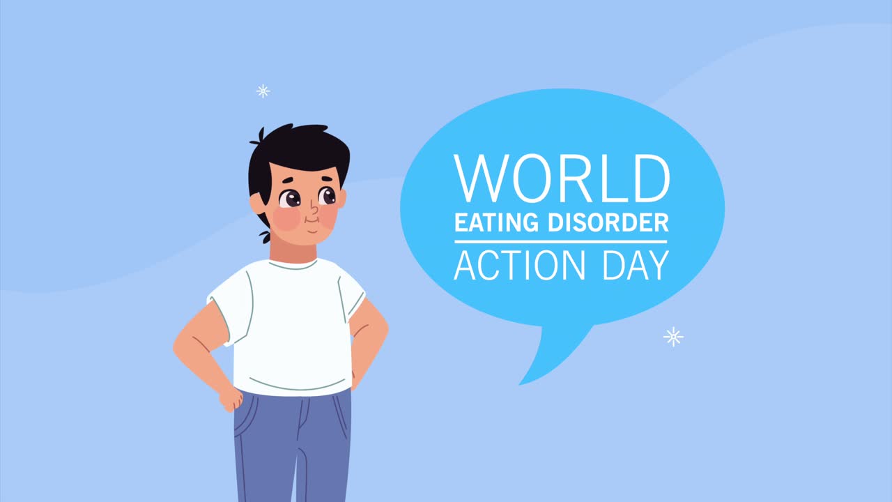 el mundo del trastorno alimentario animación de letras