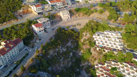 bird's eye view of the coastal town of neum, bosnia and herzegovina on the balkan peninsula, europe - drone shot