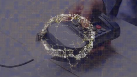 animación del cerebro sobre el terminal de pago