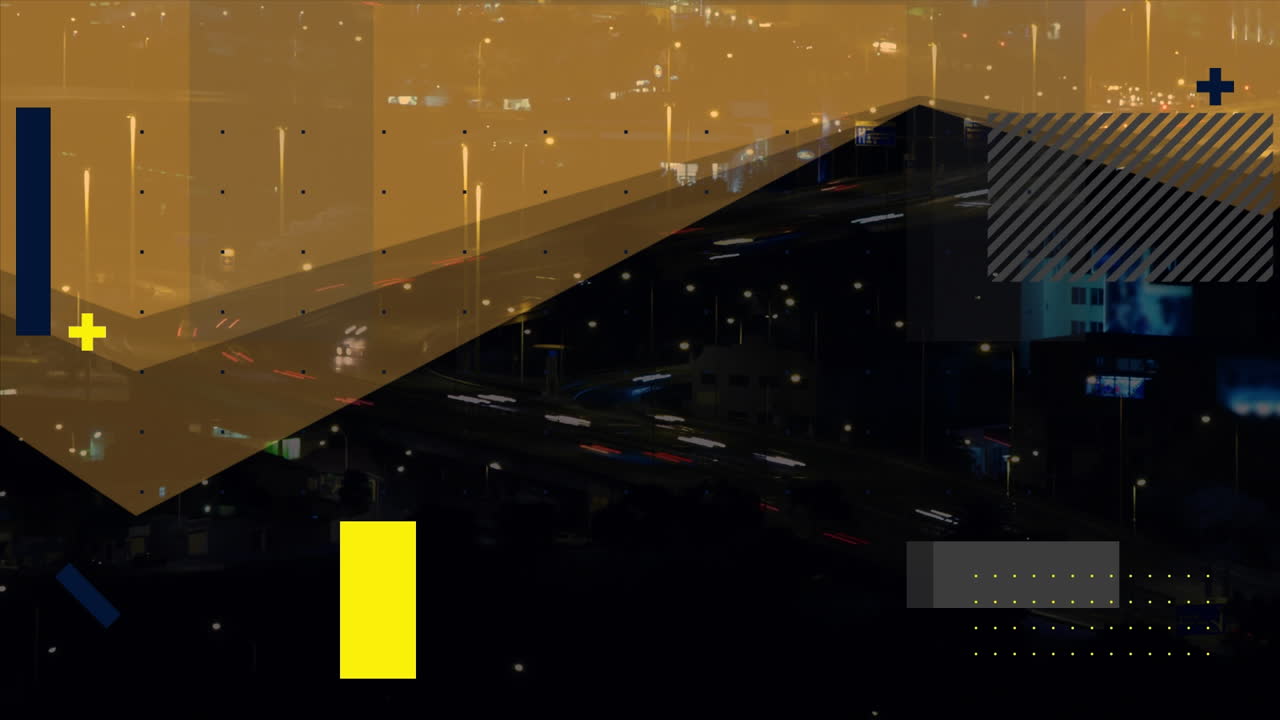 animación de formas sobre el paisaje urbano