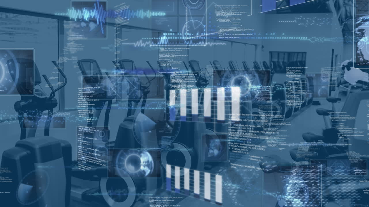 체육관 장비를 통해 데이터 처리의 애니메이션