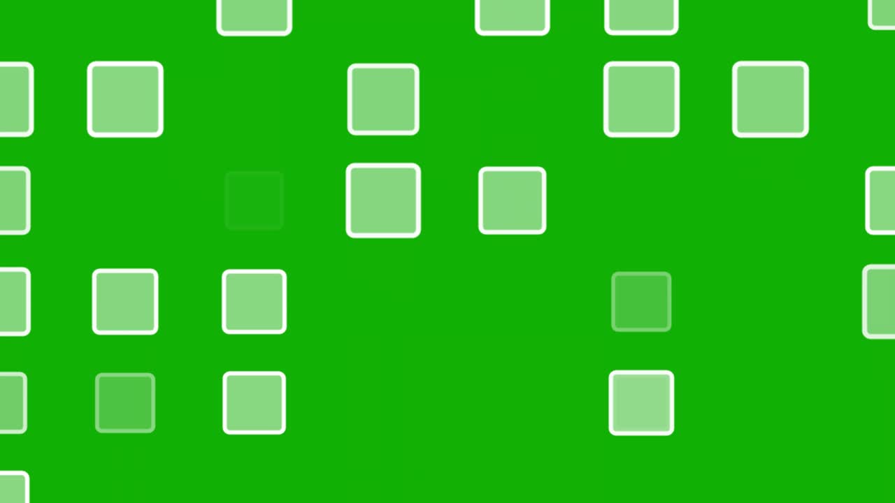 녹색 화면 배경으로 디지털 사각형 모션 그래픽