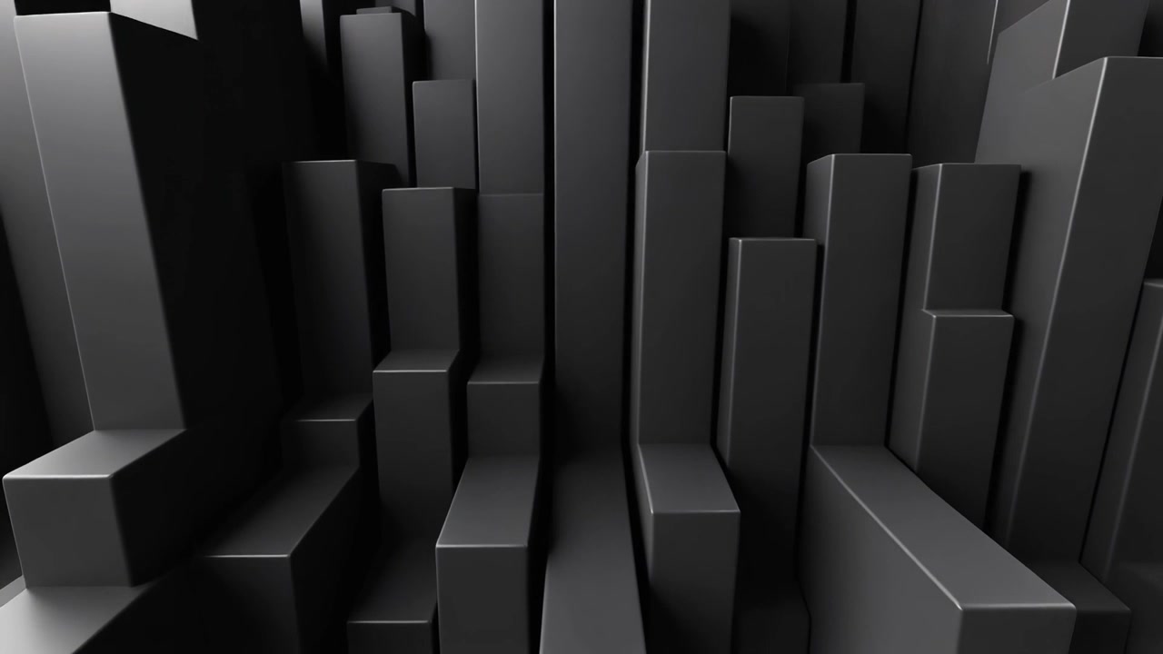 Abstract Background of Moving Black Geometric Pillars