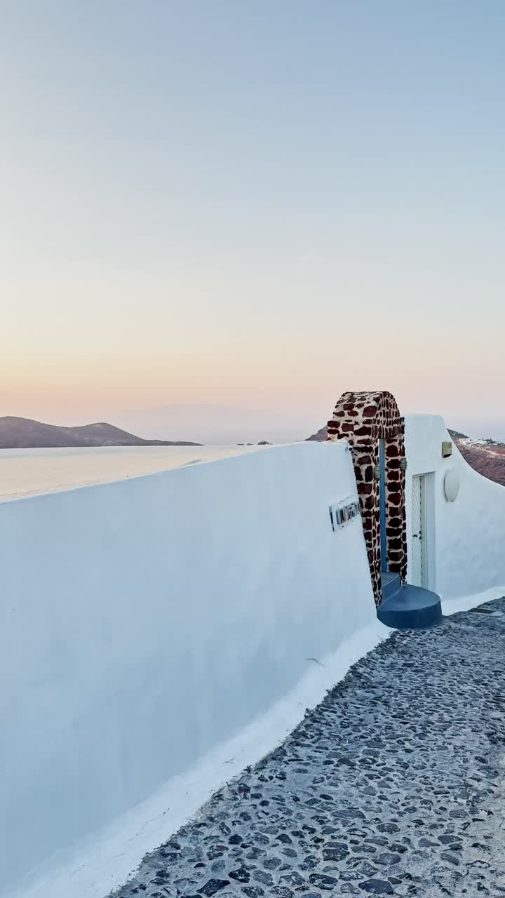 Traditional White Santorini Architecture with Blue Accents