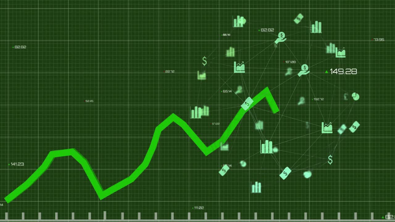 Premium stock video - Digital animation of green graph moving against ...