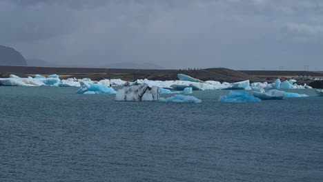 icebergs in glacial lagoon, iceland. wide view