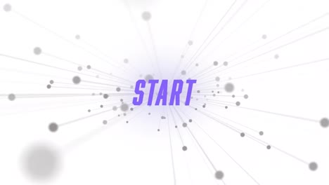 Animation-of-dots-around-start-text-over-white-background