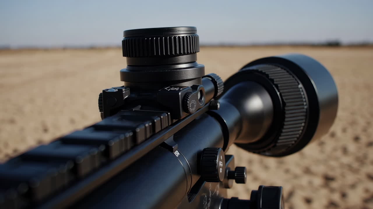 Close-up of a rifle scope