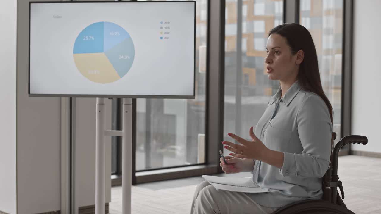 Businesswoman with Disability Presenting Business Project