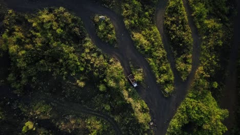 Overhead-aerial-tracking-shot-of-industrial-transporting-sand