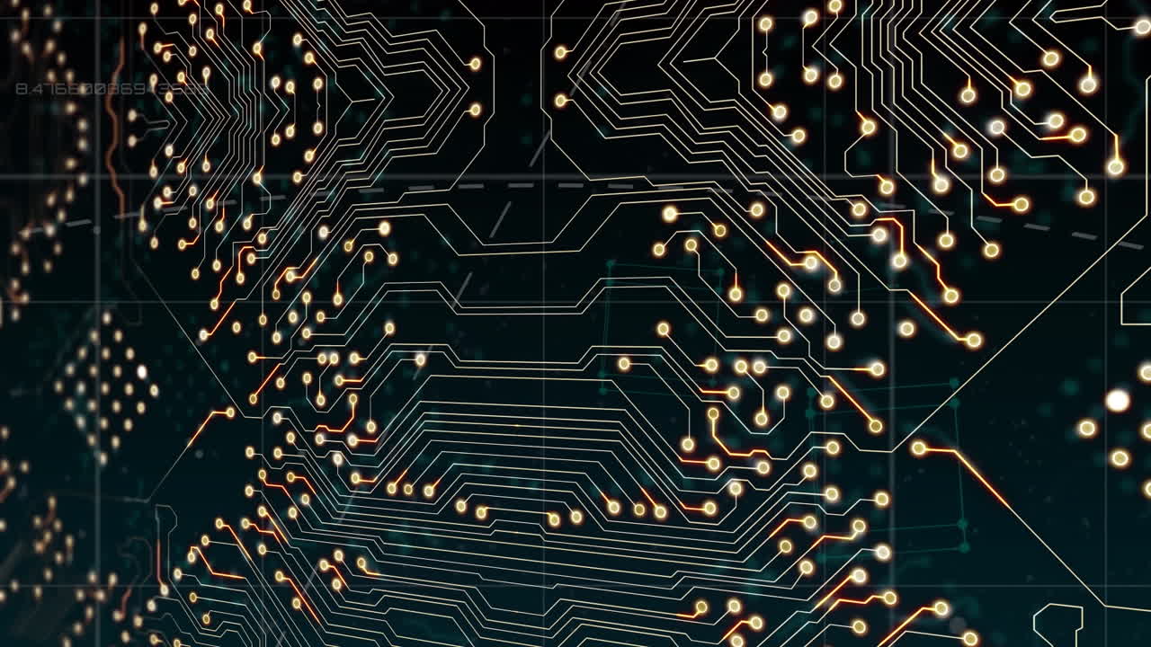 어두운 배경 위의 프로세서 소켓의 애니메이션