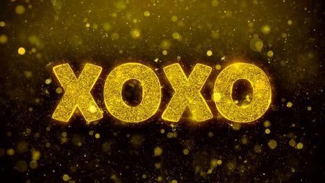 el texto xo en la animación de partículas de brillo dorado.